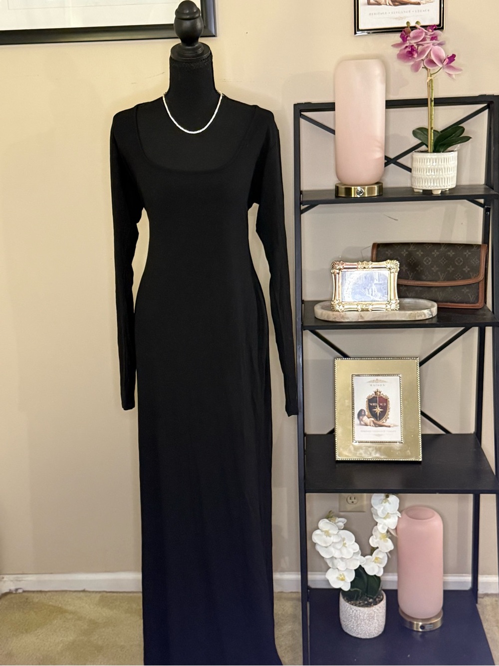 SKIMS Soft Lounge Onyx Black Long Sleeve Maxi Dress 3X NWT #8